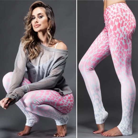 ALO Yoga Pink Leopard Ombre Airbrush Leggings S - Picture 3 of 4